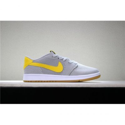 Nike Erkek Air Jordan 1 Low Flyknit Wolf Gri / Sarı Basketbol Ayakkabısı Türkiye - ZABPKB5C